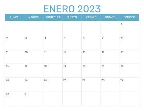 Calendario 2023 Por Mes Calendarios y planificadores imprimibles para el mes Enero 2023 A4, A3 a  PDF y PNG - 7calendar
